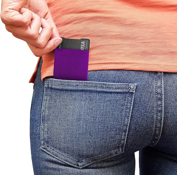 Modern Carry Ultra Thin Wallet for Men & Women, Single Pocket or 2 Slot Options, Slim Stretch Fabric Minimalist Front Pocket Card Holder
