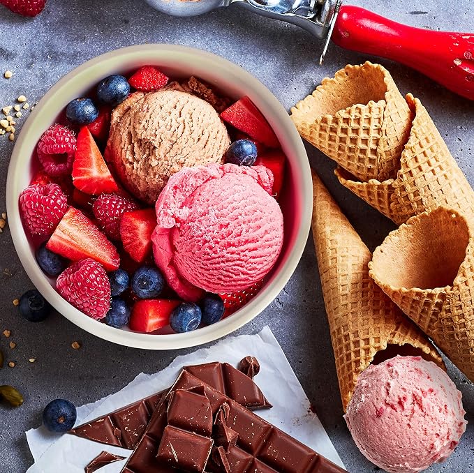 BALCI - Premium Ice Cream Containers (2 Pack - 1 Quart Each) Perfect Freezer Storage Tubs with Lids for Ice Cream, Sorbet and Gelato! - White With Sprinkles